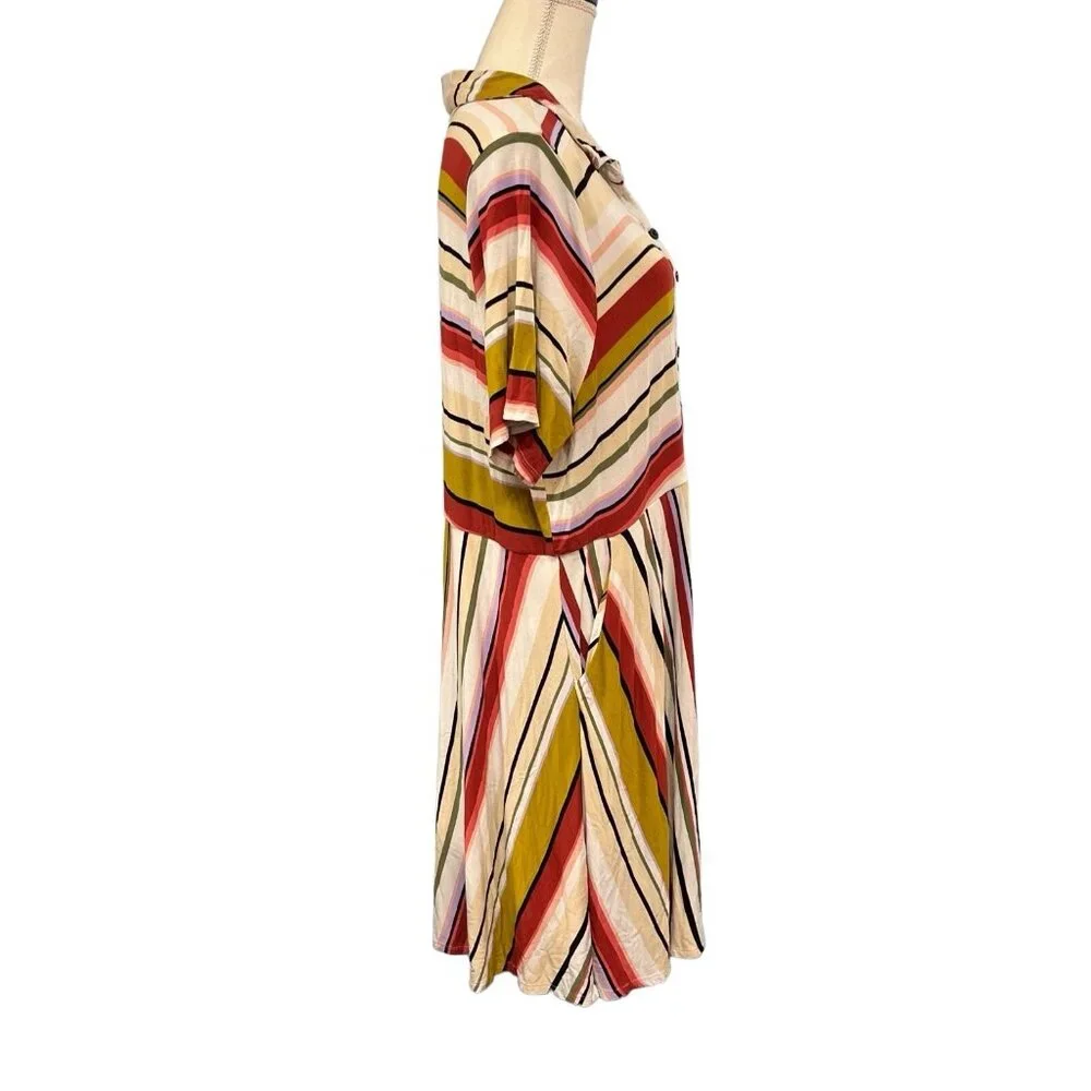 Torrid Womens Dress 3X‎ Super Soft Stretchy Knit Neutral Contrast Striped Midi - Picture 4 of 8